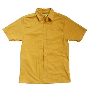 Golf Wang Mens Short Sleeve Button Down Shirt Mustard Yellow Cotton Small